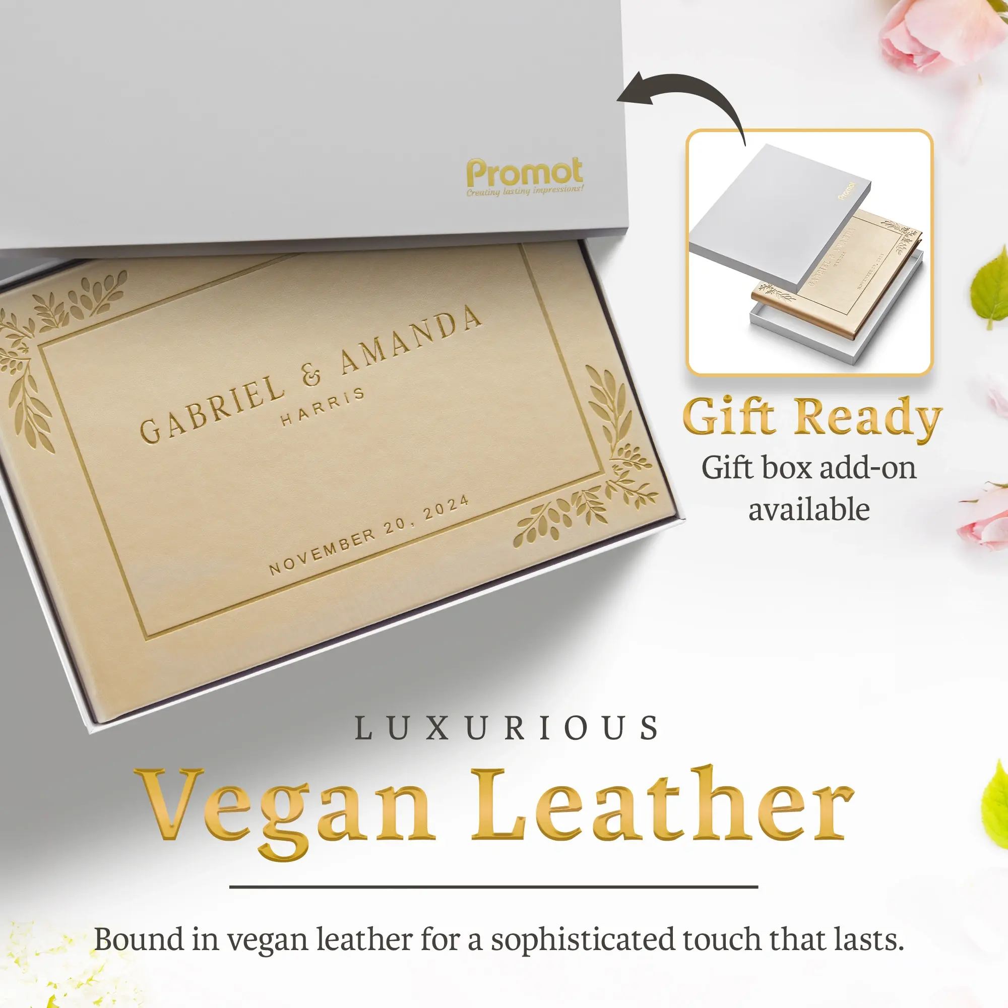 Custom Wedding Guest Book - Gold